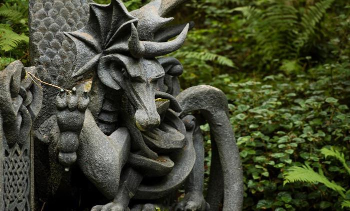 A stone dragon at King Arthur's Labyrinth